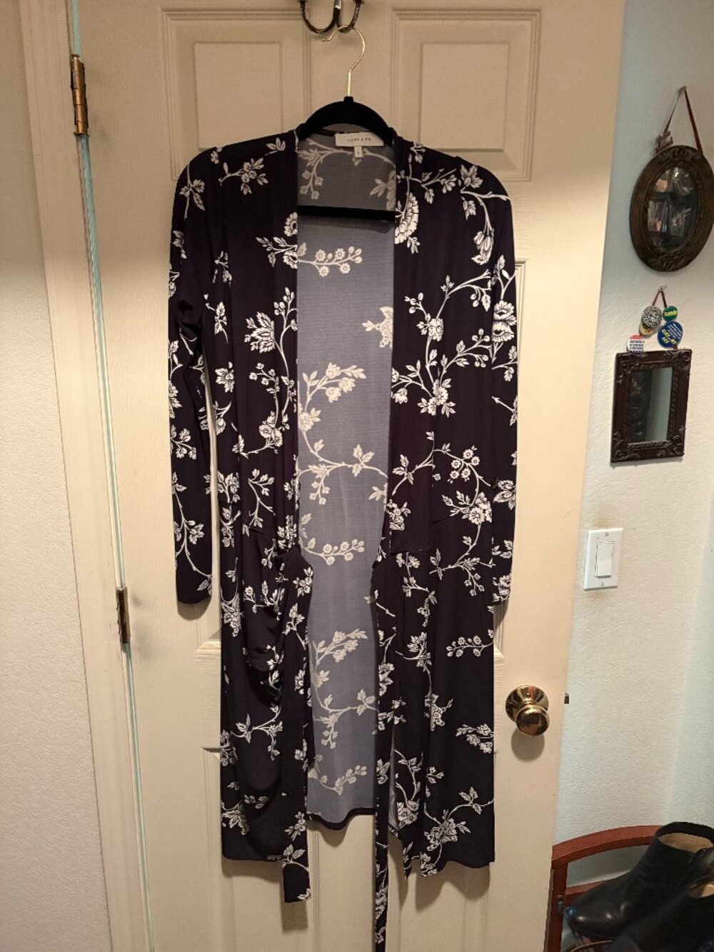 Lark & Ro Long-Sleeve V-Neck Matte Jersey Wrap Dress